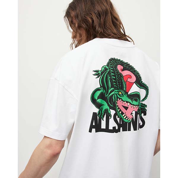 Allsaints Australia Mens Gator Crew T-Shirt White AU59-850